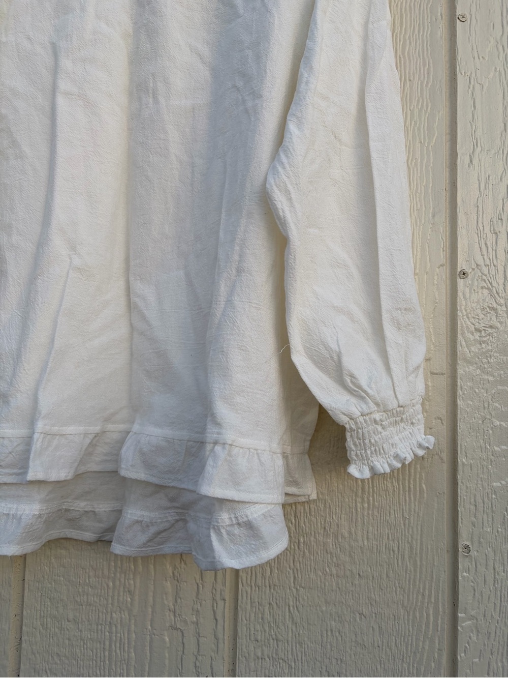 Fashion White Ruffled Hem Long Sleeve Blouse Women’s Size S - Picture 3 of 14